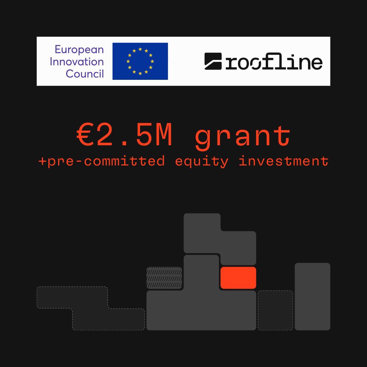 European Innovation Council logo and roofline logo | €2.5M grant + pre-equity investment