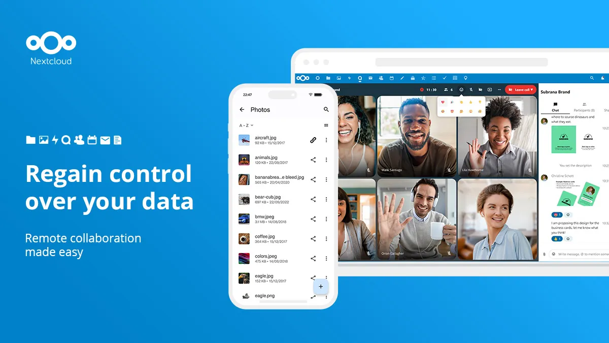 screenshot of Nextcloud homepage