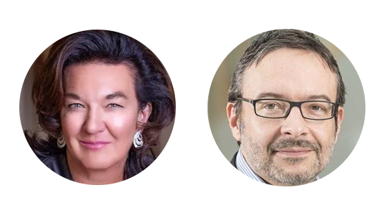 Profile photos of Cristina Caffarra and Stéfane Fermigier