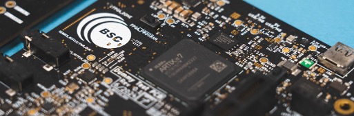 photo of circuit board with BSC logo