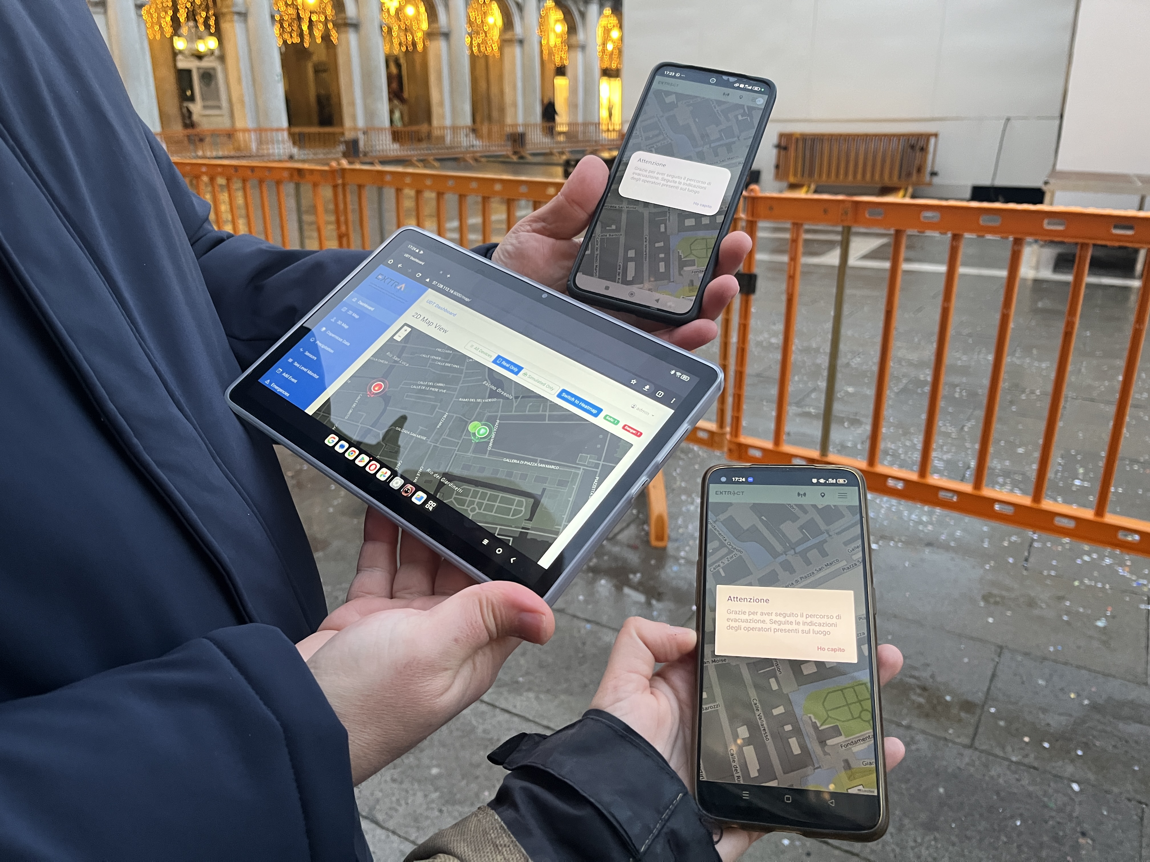 Photo showing the PER map being shown on several devices (one tablet and two mobile phones)